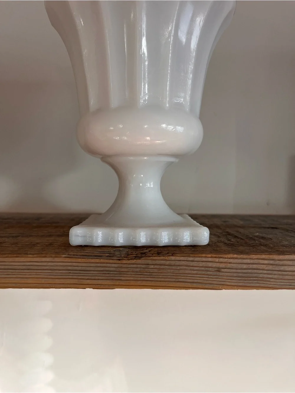 Milk glass pedestal planter vase